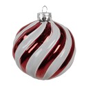 Clayre & Eef Weihnachtskugel Ø 10x10 cm Rot Weiß Glas