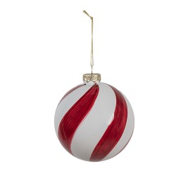 Clayre & Eef Kerstbal Ø 6x6 cm Rood Wit Glas