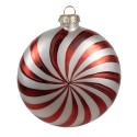 Clayre & Eef Palla di natale 8x3x8 cm Rosso Bianco  Vetro