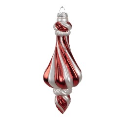 Clayre & Eef Weihnachtskugel Ø 7x18 cm Rot Weiß Glas