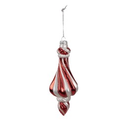 Clayre & Eef Weihnachtskugel Ø 7x18 cm Rot Weiß Glas