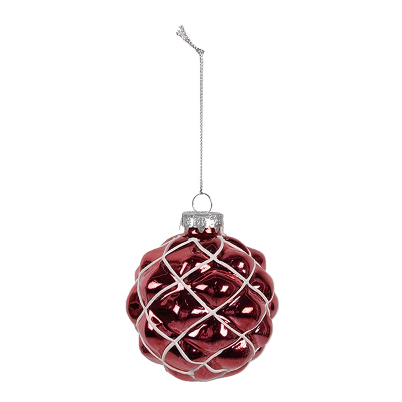 Clayre & Eef Kerstbal Ø 8x8 cm Rood Glas