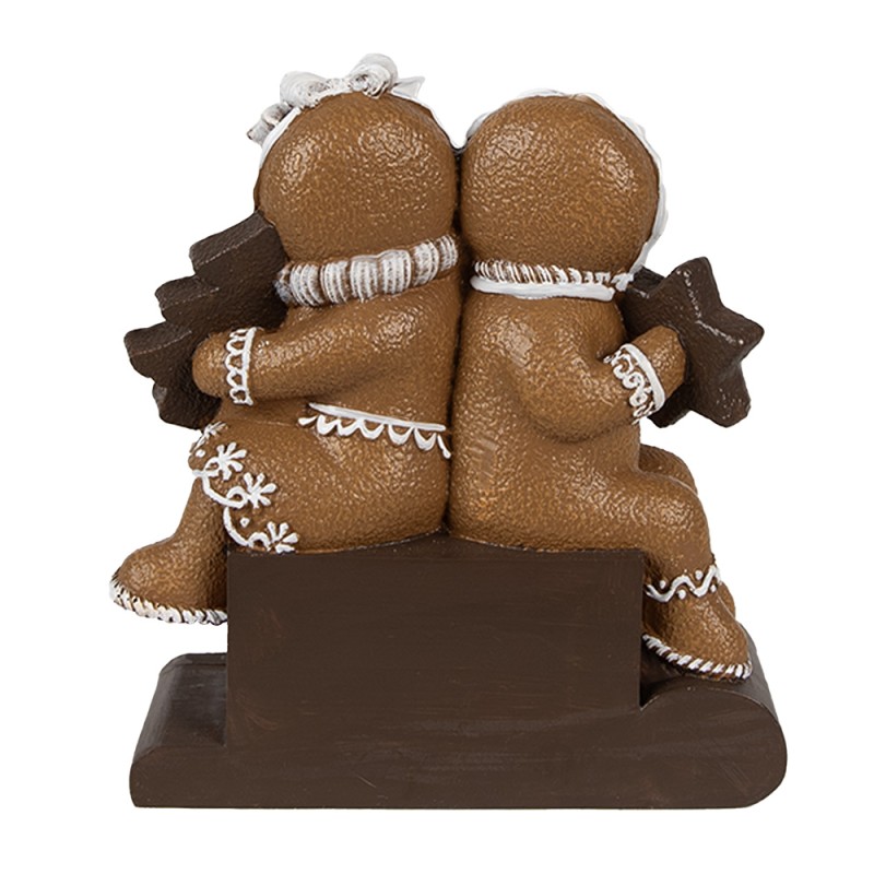 Clayre & Eef Kerstdecoratie Beeld Gingerbread man 11x4x13 cm Bruin Kunststof