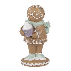 Clayre & Eef Statuetta decorativa di Natale Uomo di pan di zenzero 11 cm Marrone Plastica