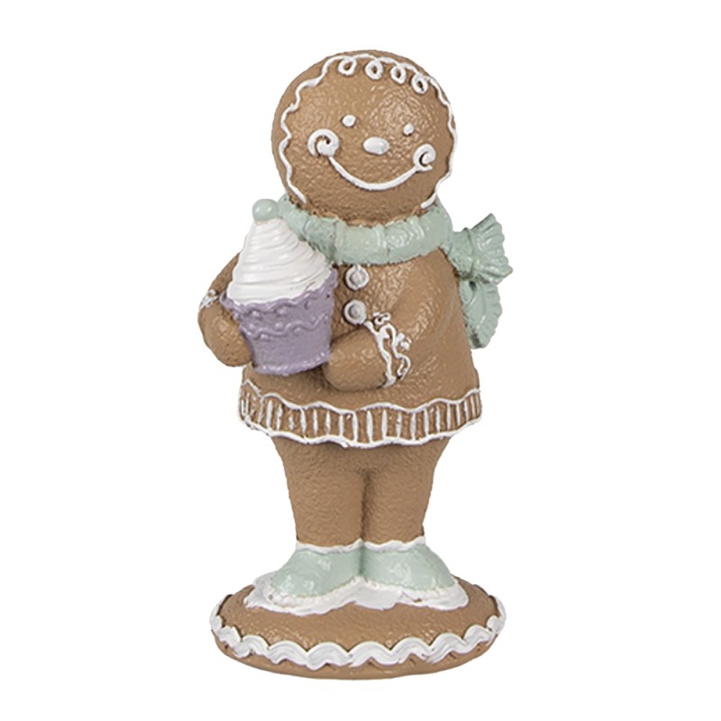 Clayre & Eef Weihnachtsdekorationsfigur Pfefferkuchenmann 11 cm Braun Kunststoff