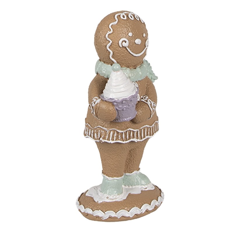 Clayre & Eef Kerstdecoratie Beeld Gingerbread man 11 cm Bruin Kunststof