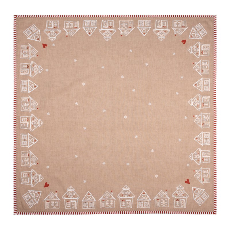 Clayre & Eef Nappe 100x100 cm Marron Coton Maison en pain d'épices