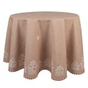 Clayre & Eef Tablecloth Ø 170 cm Brown Cotton Round Gingerbread house