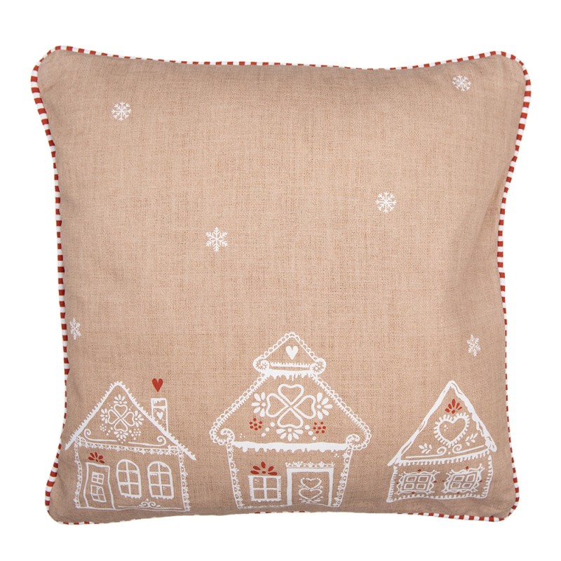 Clayre & Eef Housse de coussin 40x40 cm Marron Coton Maison en pain d'épices