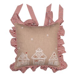 Clayre & Eef Chair Cushion Cover 40x40 cm Brown Cotton Gingerbread house