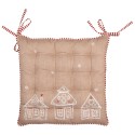 Clayre & Eef Stoelkussen Foam 40x40x4 cm Bruin Katoen Gingerbread house