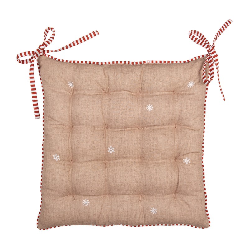 Clayre & Eef Coussin de chaise en mousse 40x40x4 cm Marron Coton Maison en pain d'épices