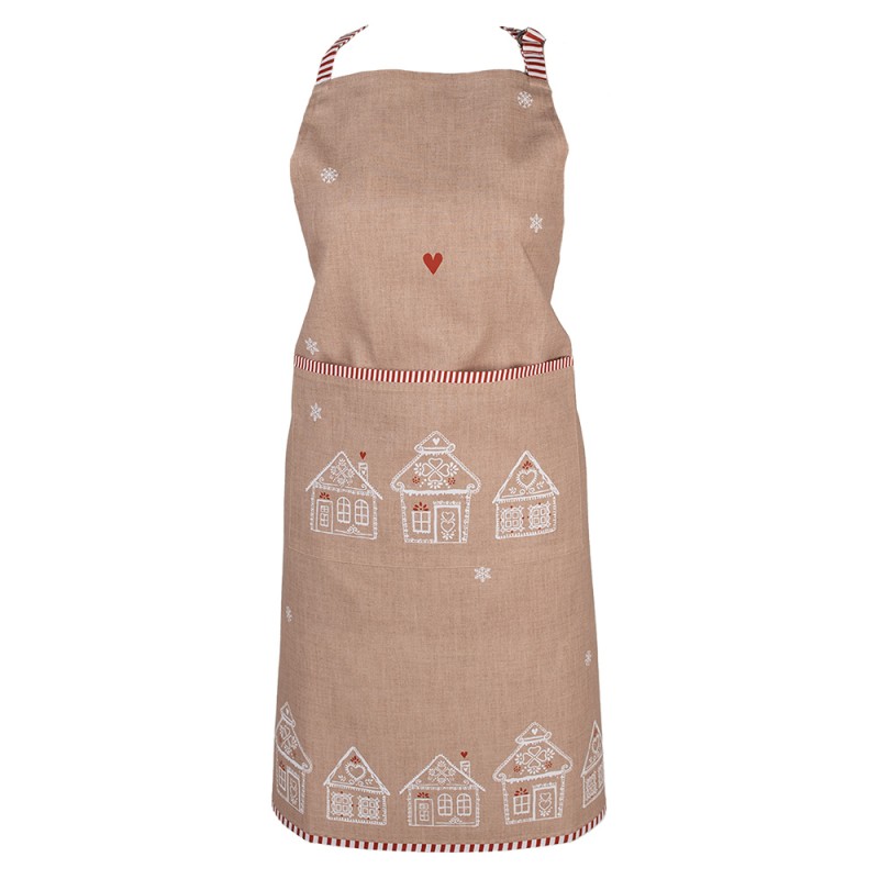 Clayre & Eef Kitchen Apron 70x85 cm Brown Cotton Gingerbread house