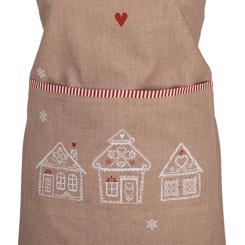 Clayre & Eef Kitchen Apron 70x85 cm Brown Cotton Gingerbread house