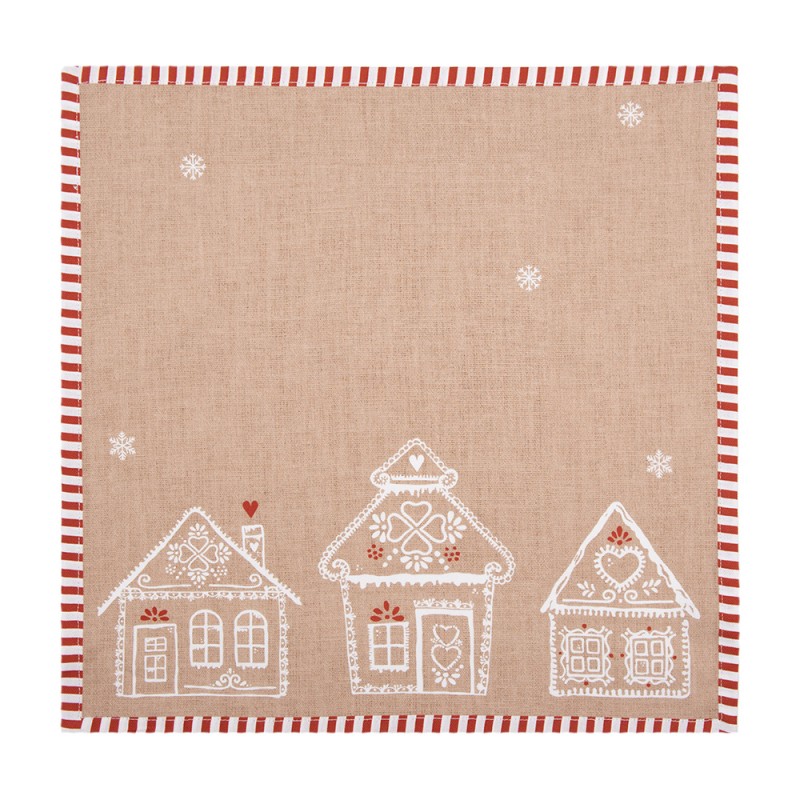 Clayre & Eef Serviettes Coton set de 6  40x40 cm Marron Coton Maison en pain d'épices