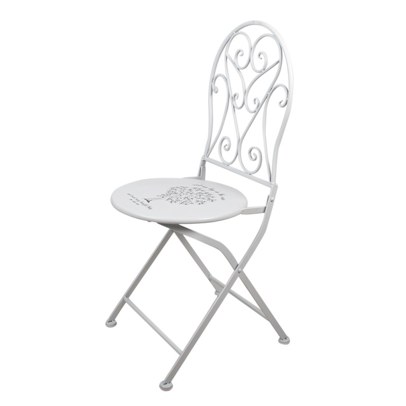 Clayre & Eef Ensemble bistro Table de bistrot Chaises bistrot set de 3 Ø 60x70 Blanc Fer