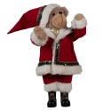 Clayre & Eef Statuetta decorativa di Natale Orso 51 cm Rosso Plastica Babbo Natale