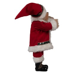 Clayre & Eef Weihnachtsdekorationsfigur Bär 51 cm Rot Kunststoff Weihnachtsmann