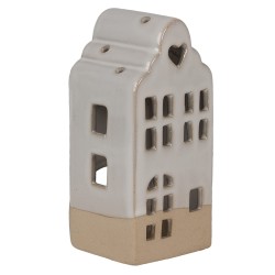 Clayre & Eef Porte-bougie Maison 7x6x14 cm Beige Céramique