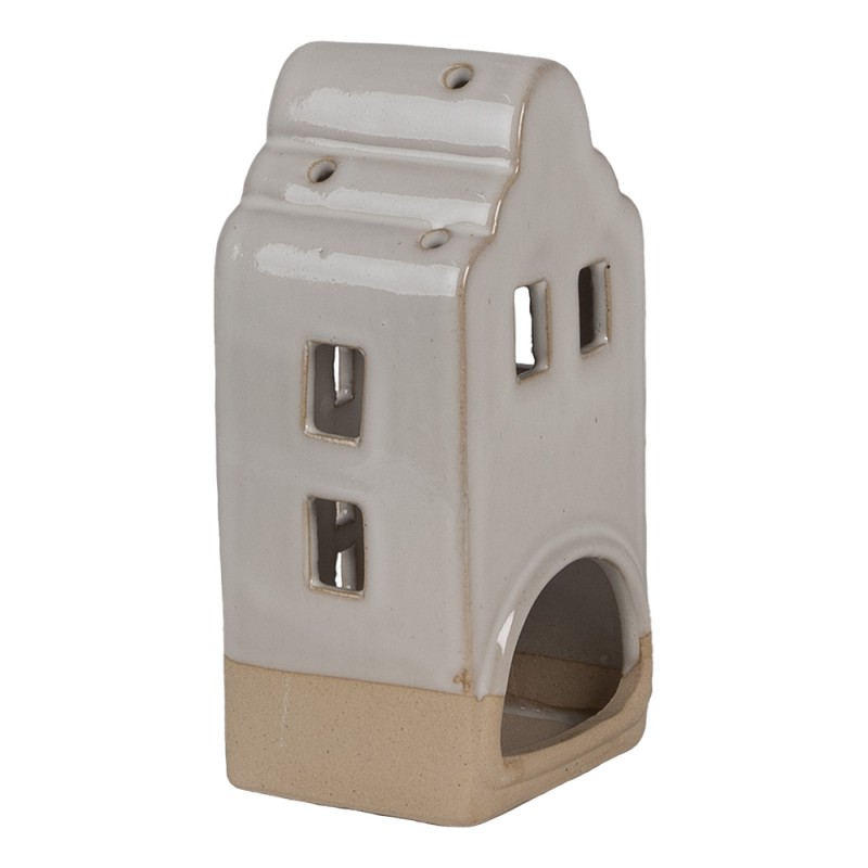 Clayre & Eef Teelichthalter Haus 7x6x14 cm Beige Keramik