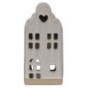 Clayre & Eef Tealight Holder House 9x8x18 cm Beige Ceramic