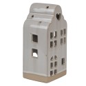 Clayre & Eef Theelichthouder Huis 9x8x18 cm Beige Keramiek