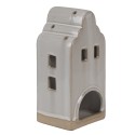 Clayre & Eef Theelichthouder Huis 9x8x18 cm Beige Keramiek