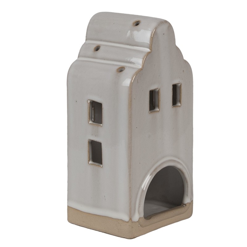 Clayre & Eef Teelichthalter Haus 9x8x18 cm Beige Keramik