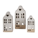 Clayre & Eef Theelichthouder Huis 9x8x18 cm Beige Keramiek