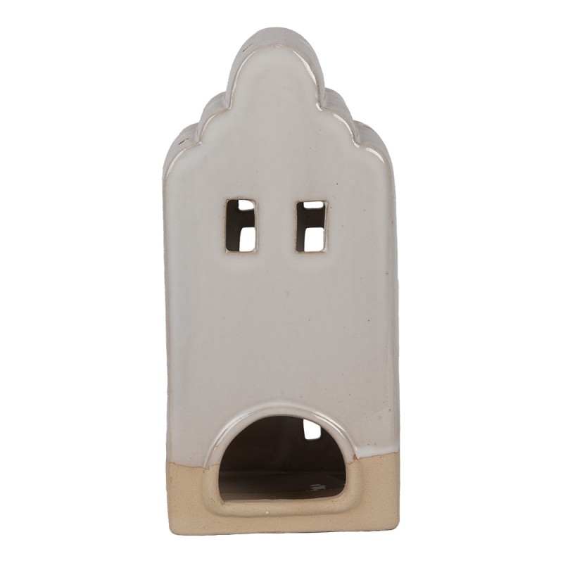 Clayre & Eef Tealight Holder House 11x10x23 cm Beige Ceramic