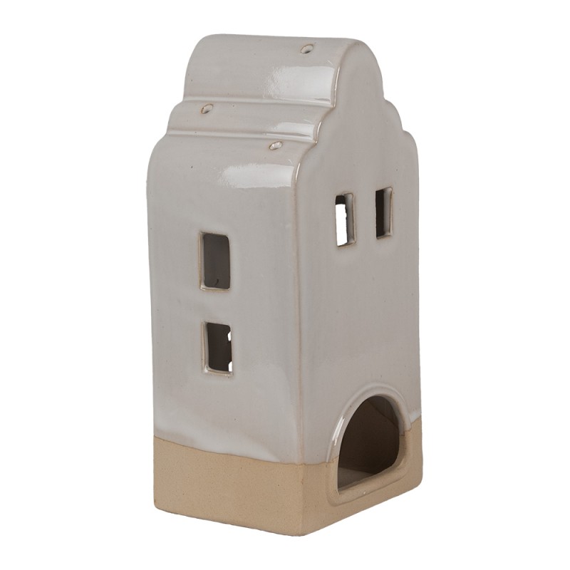 Clayre & Eef Portacandela Casa 11x10x23 cm Beige Ceramica