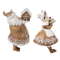 Clayre & Eef Weihnachtsanhänger 2er Set 13 cm Braun Kunststoff Pfefferkuchenmann