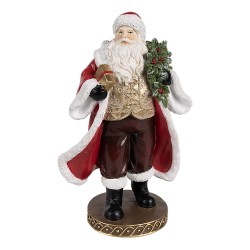 Clayre & Eef Figure de Noël Père Noël 23 cm Rouge Plastique