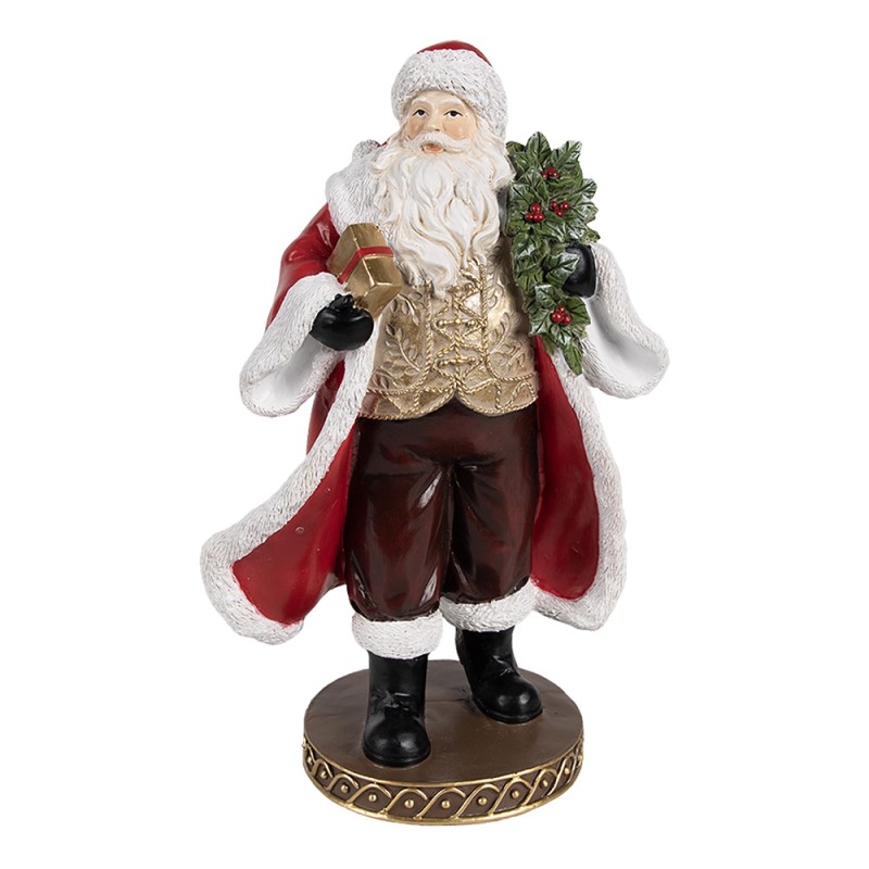 Clayre & Eef Kerstdecoratie Beeld Kerstman 23 cm Rood Kunststof