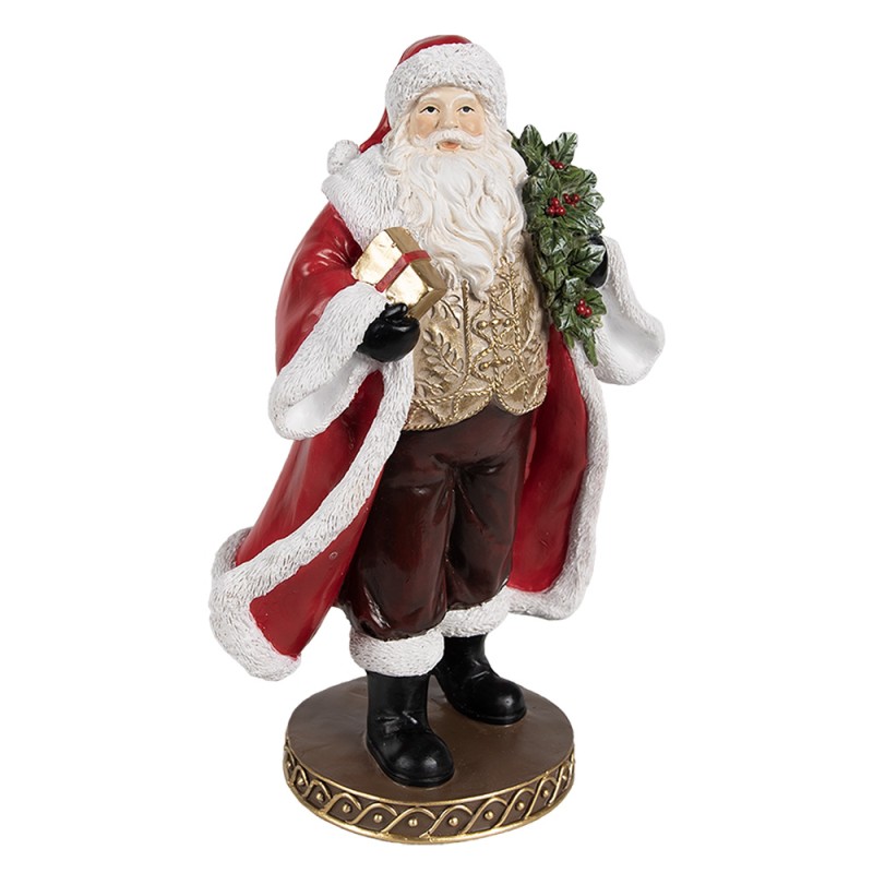 Clayre & Eef Kerstdecoratie Beeld Kerstman 23 cm Rood Kunststof