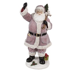 Clayre & Eef Kerstdecoratie Beeld Kerstman 43 cm Roze Kunststof