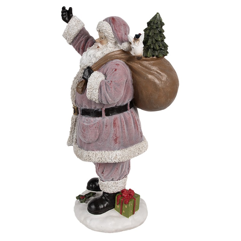 Clayre & Eef Statuetta decorativa di Natale Babbo Natale  43 cm Rosa Plastica