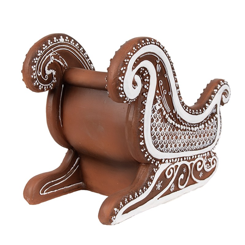 Clayre & Eef Figure de Noël Luge 20x12x15 cm Marron Plastique