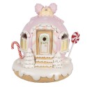 Clayre & Eef Decoratie Huis met LED Gingerbread house 14 cm Roze Kunststof