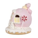 Clayre & Eef Decoratie Huis met LED Gingerbread house 14 cm Roze Kunststof