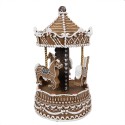 Clayre & Eef Music box Carousel Ø 12x22 cm Brown Plastic