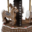 Clayre & Eef Music box Carousel Ø 12x22 cm Brown Plastic