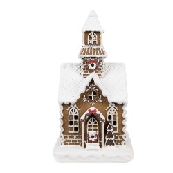 Clayre & Eef Gingerbread house met LED 13x11x25 cm Bruin Kunststof