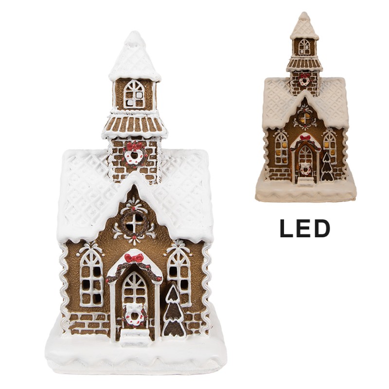 Clayre & Eef Gingerbread house with LED 13x11x25 cm Brown Plastic