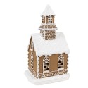 Clayre & Eef Lebkuchenhaus mit LED 13x11x25 cm Braun Kunststoff