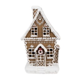 Clayre & Eef Gingerbread house met LED 13x10x21 cm Bruin Kunststof