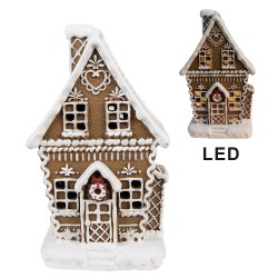 Clayre & Eef Gingerbread house with LED 13x10x21 cm Brown Plastic