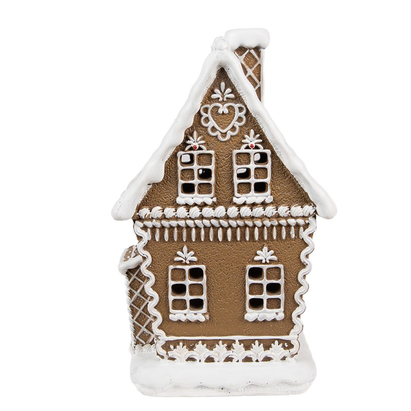 Clayre & Eef Gingerbread house with LED 13x10x21 cm Brown Plastic