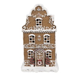 Clayre & Eef Lebkuchenhaus mit LED 12x10x21 cm Braun Kunststoff