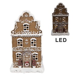 Clayre & Eef Gingerbread house with LED 12x10x21 cm Brown Plastic